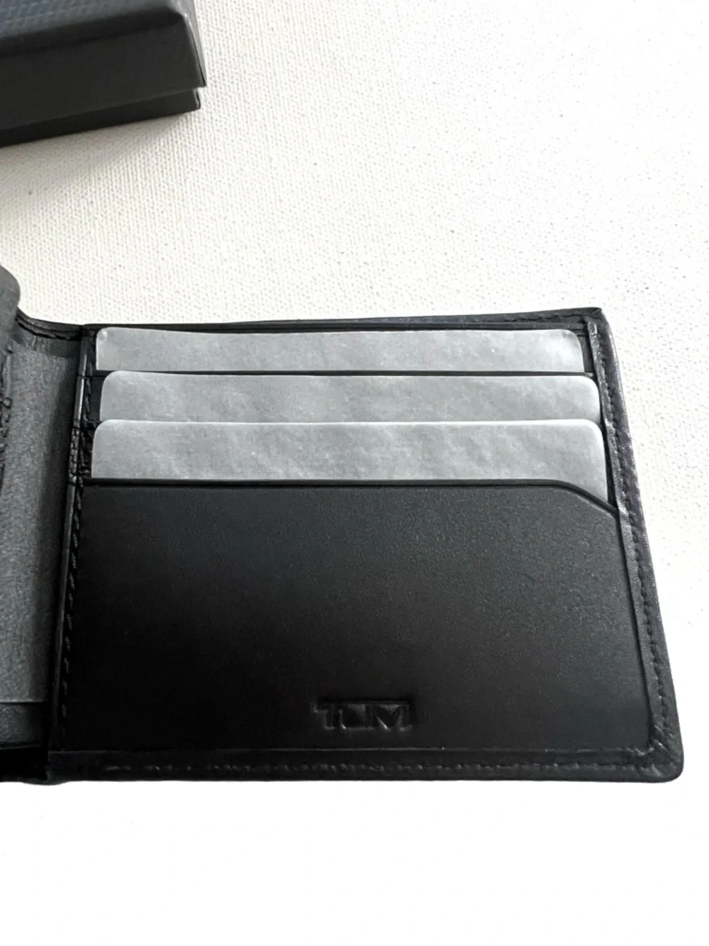 TUMI Alpha SLG Double Billfold Wallet in Black Embossed Monogram LRM New